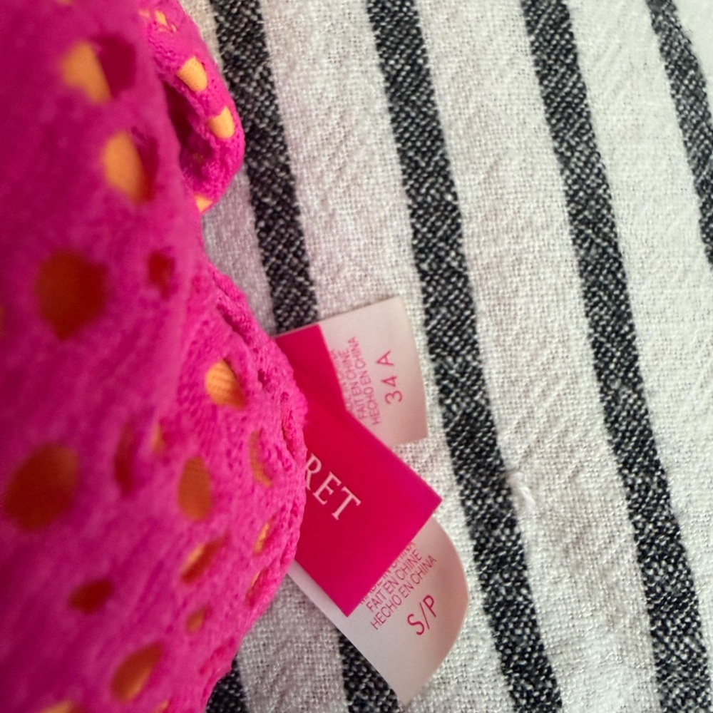 Victoria's Secret Pink and Orange Crochet Bikini Set - Picture 3 of 4